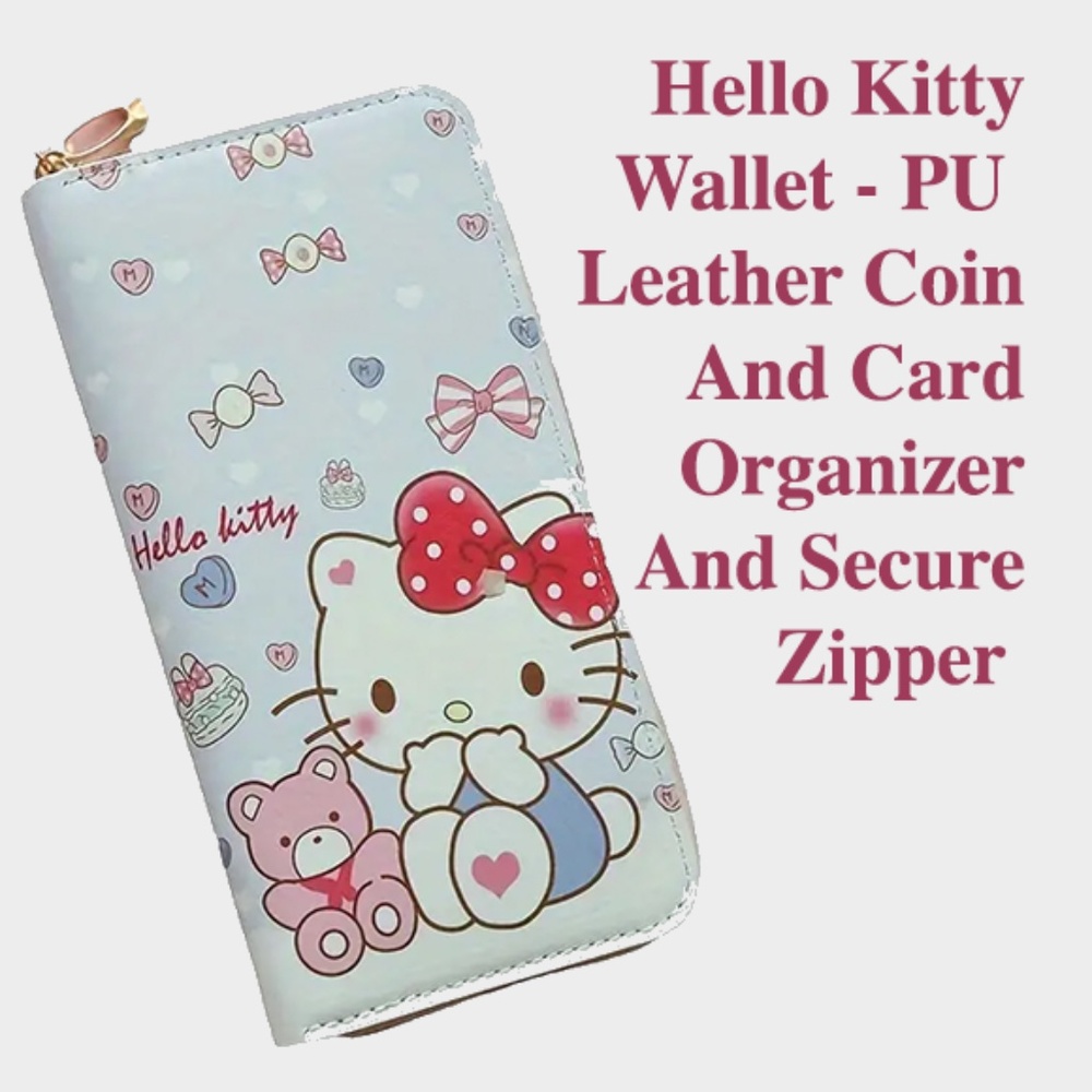 Hello Kitty Wallet Organizer in Blue With Card and Coin Holder - Full Zipper